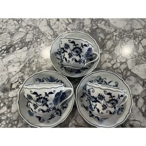 Blue Danube Tea Cup and Corresponding Plate Set of 3